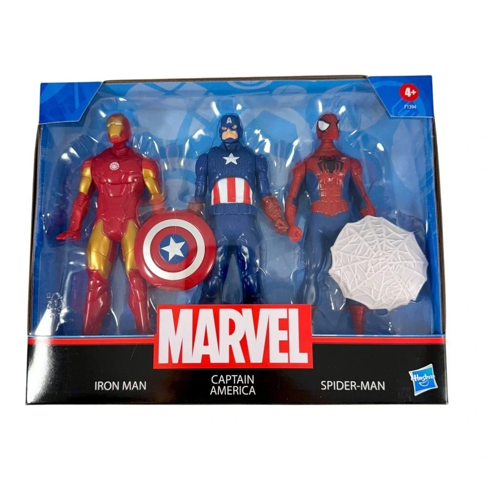 Hasbro Marvel 3-Pack Iron Man, Spider-Man, Captain America 6 inch‎ Figures Toy